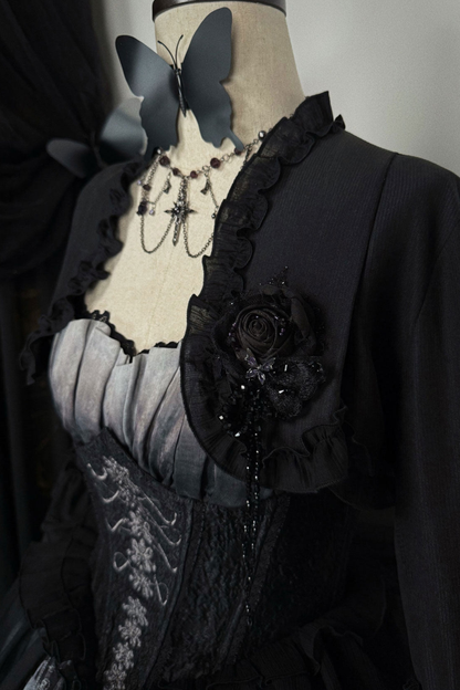 エレガントゴシックロリータジャンパースカート+ジャケット+スカート+シャツ+コルセット+アクセサリー