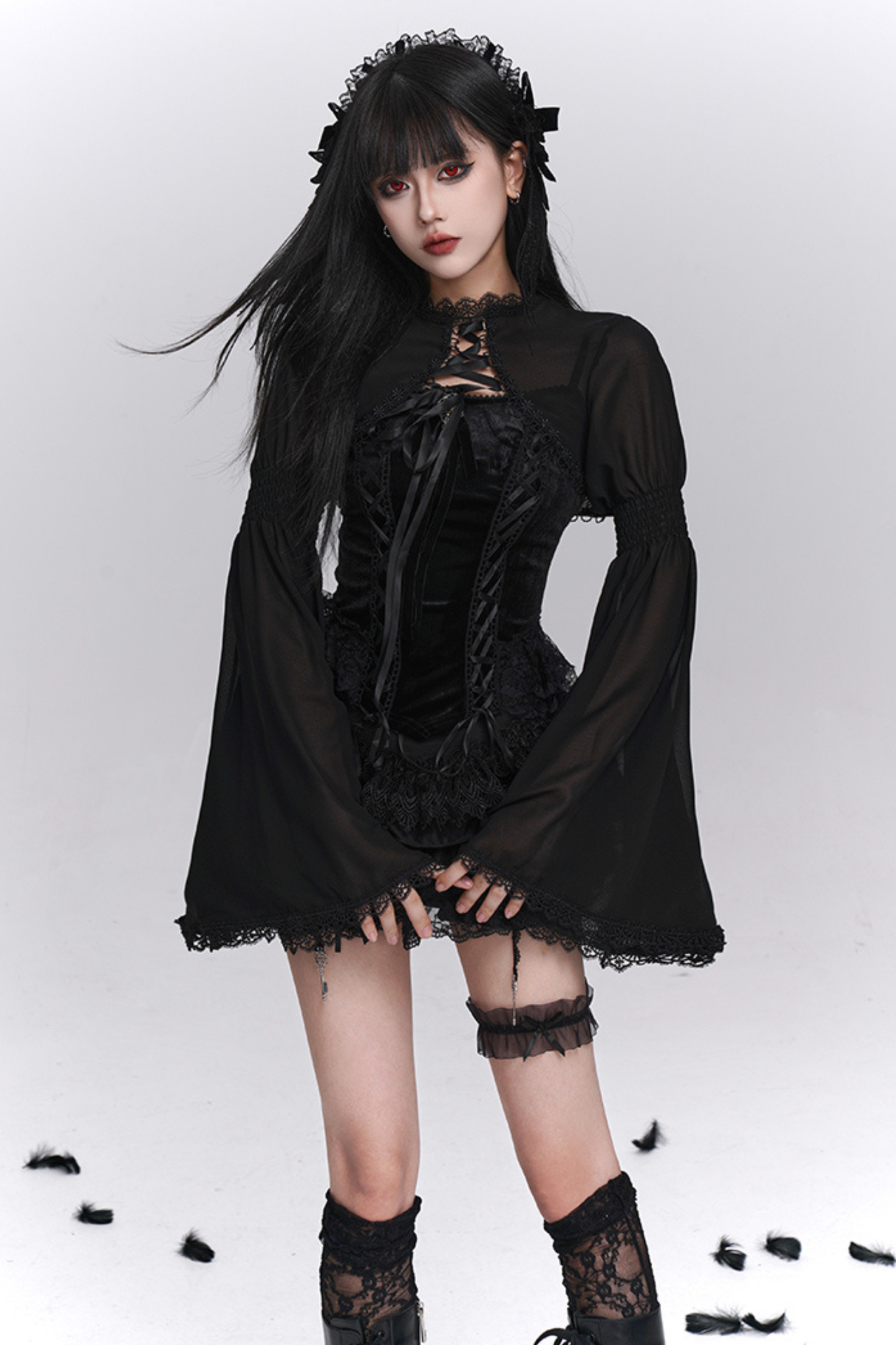 ゴーストガールゴシックパフィースカート＋キャミソール＋ショートアウター