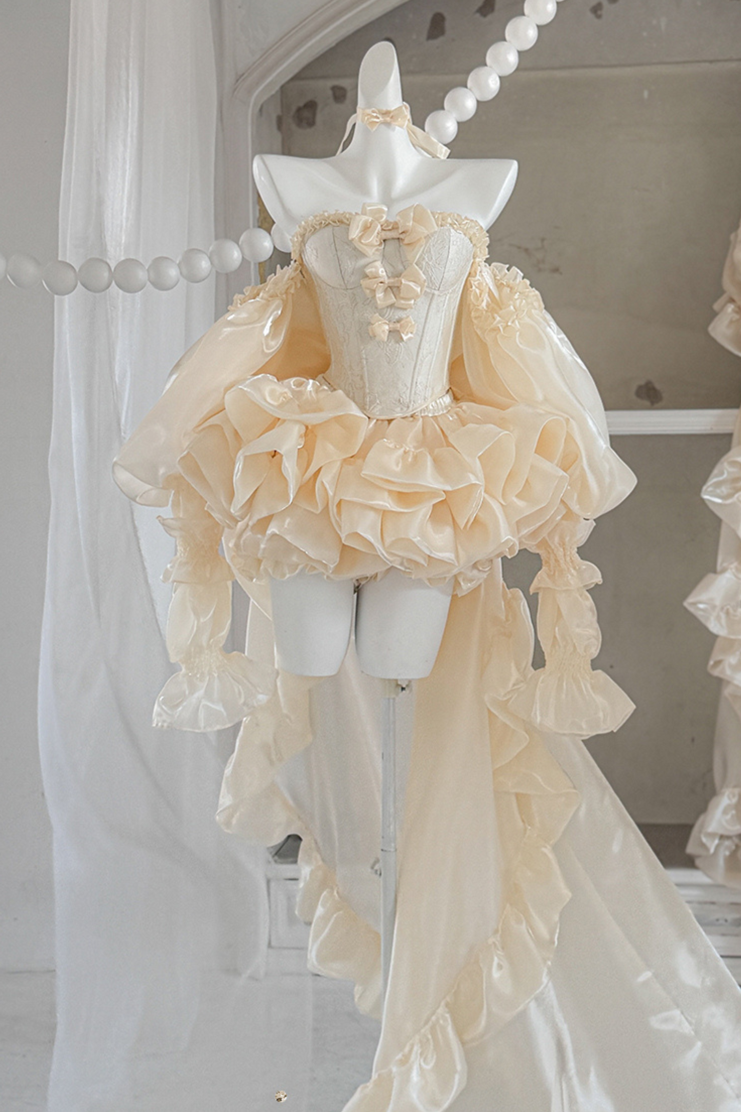 パーフェクトチューブトップ+フリルスカート+リボンテール+パニエ