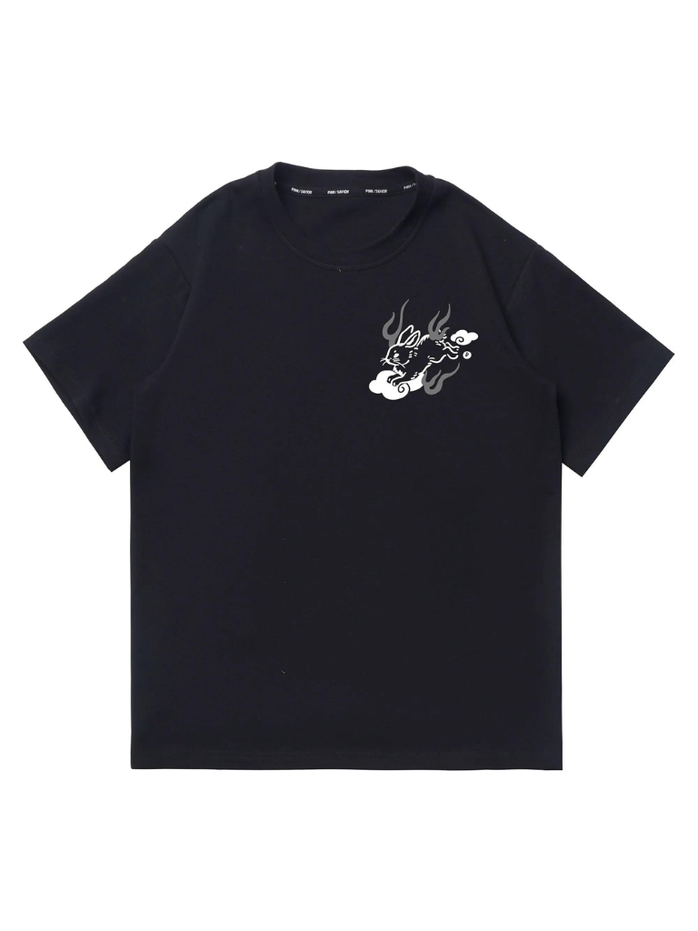 Jade Rabbit Print Couple T-Shirt