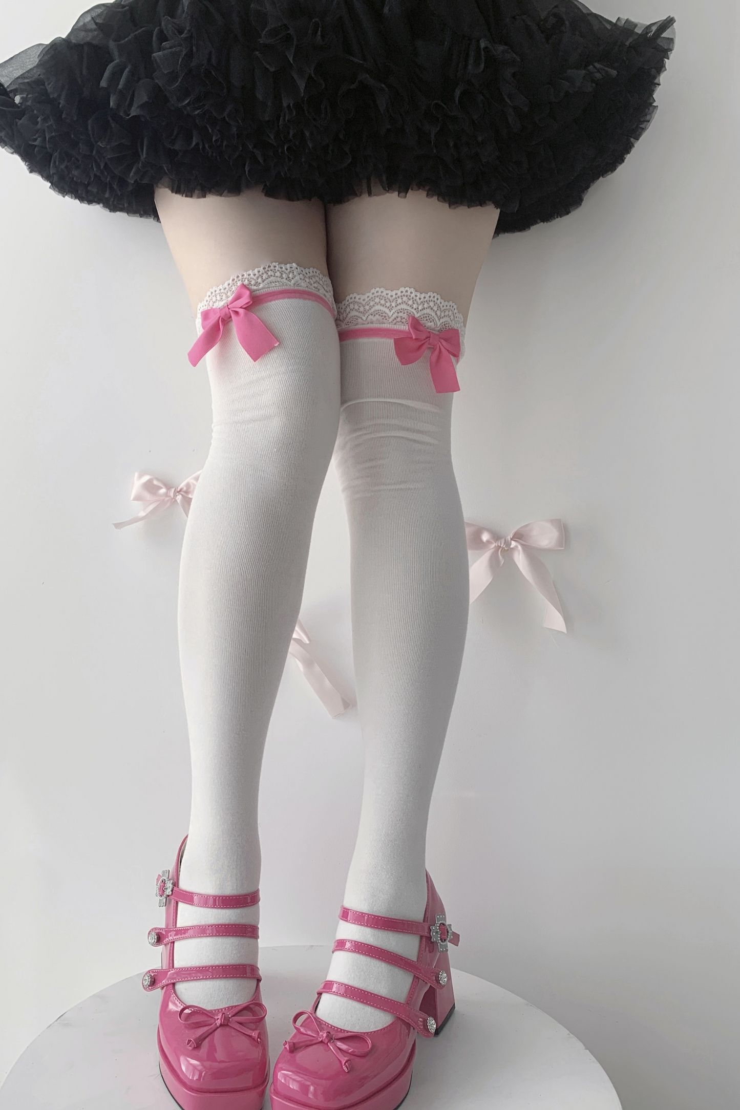 Lace Ribbon Doll Maid Knee-High Socks