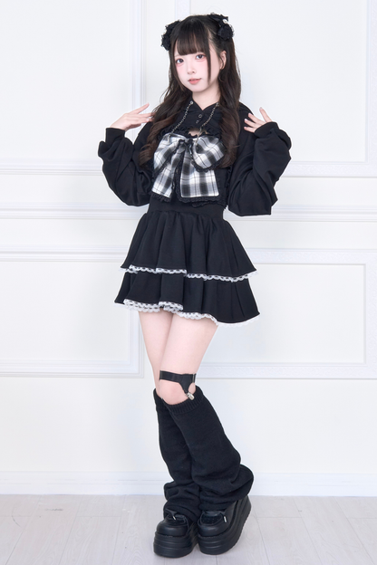 リボンベスト+ショートスウェット