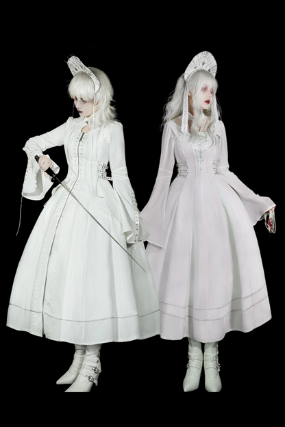 ダークナイトゴシックロリータドレス+ベールヘアアクセサリー