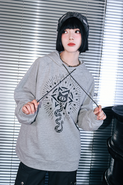 Gray Hooded Trendy Style Casual Top
