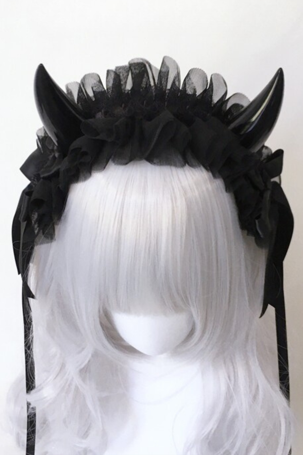 デビルホーンレースロリータヘッドバンド