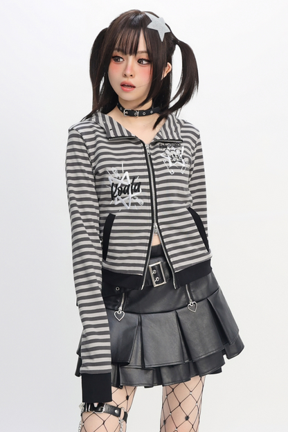 Border Tight Hooded Zipper Hoodie