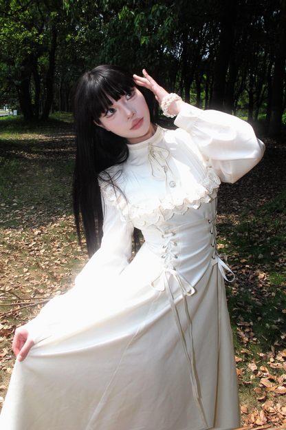 French Retro Elegant Lace Long Dress