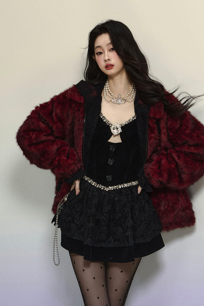 Dark Red Fur Coat