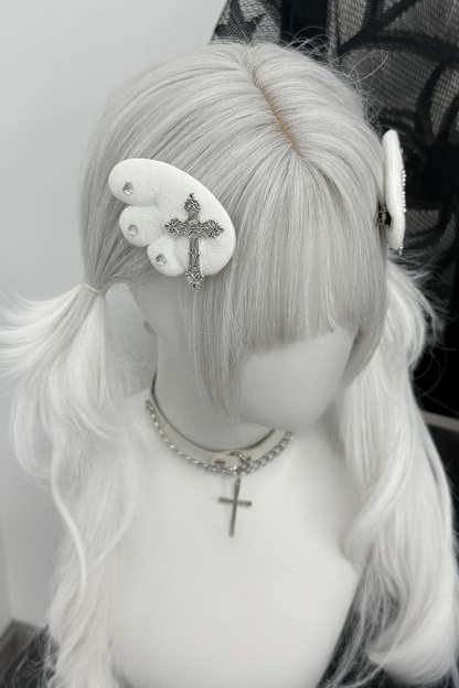 Wing Cross Rhinestone Hair Clip