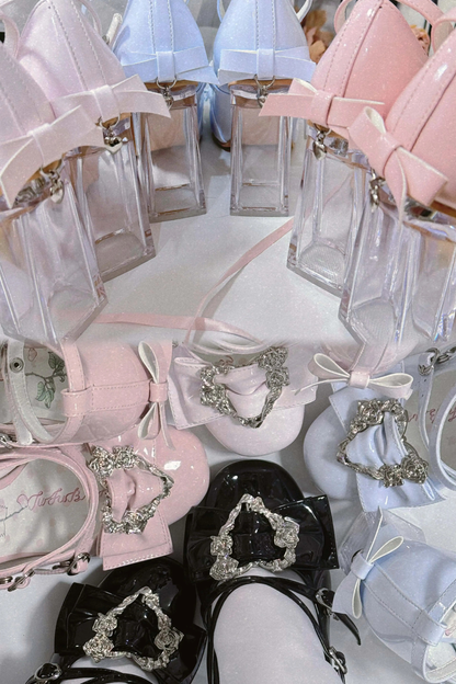 ラブバックルクリスタルヒールシューズ