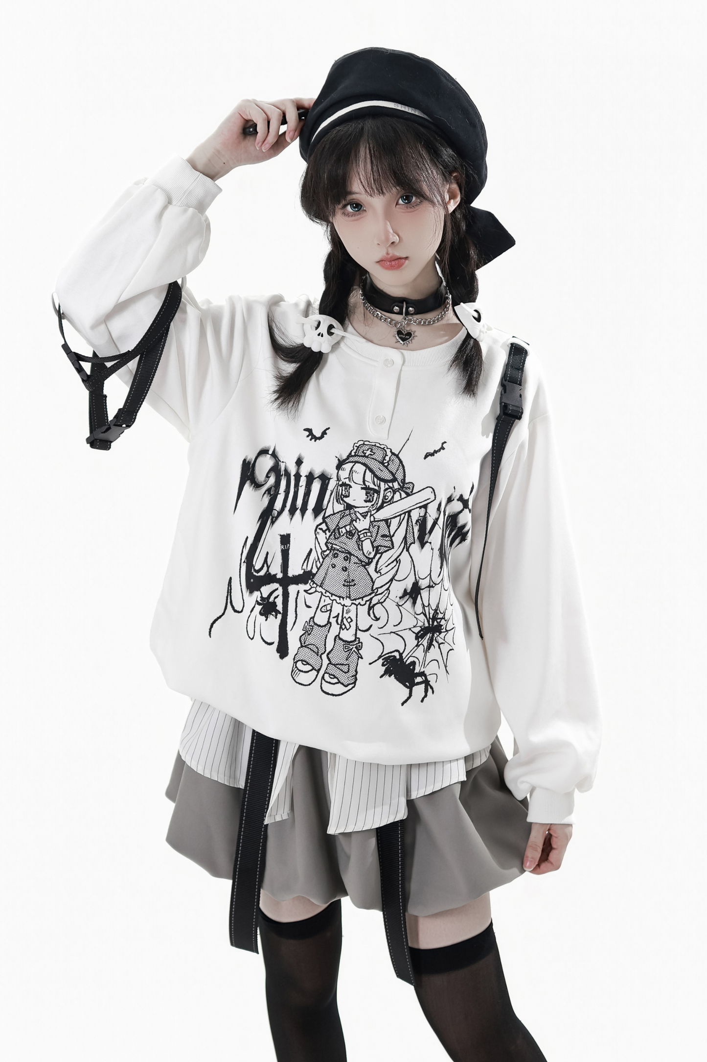 ダークグラフィティスウェット+スカート