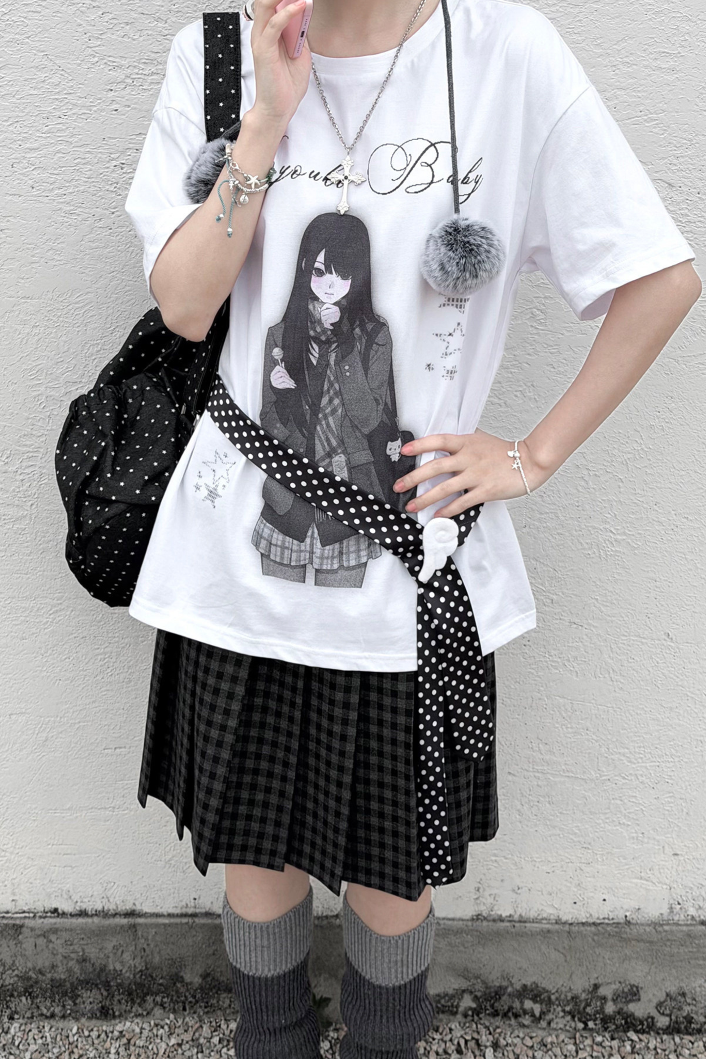 스쿨 걸 일러스트 루즈 탑 + 스커트