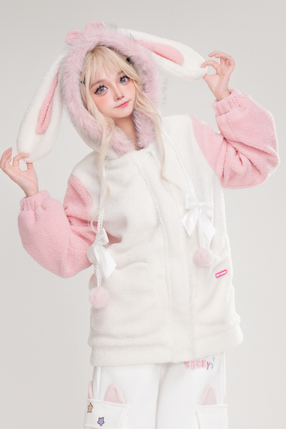 プラッシュバニーイヤーフーデッドコート