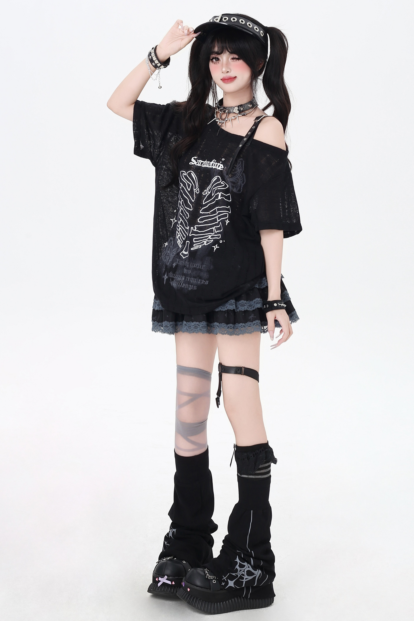 Skull Heart Strapless Top