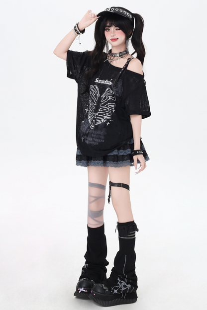 Skull Heart Strapless Top