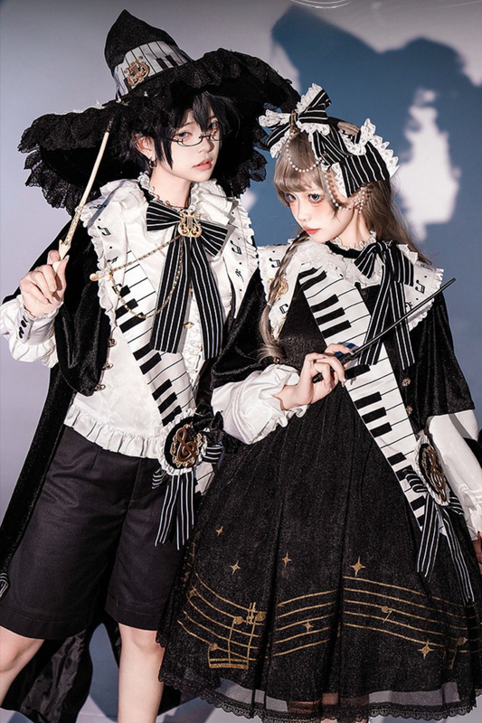 ナイトミュージックロリータドレス+プリンセスセット+マジックハット+カチューシャ