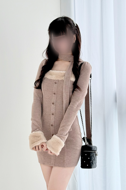 Point Boa Design Tight Dress