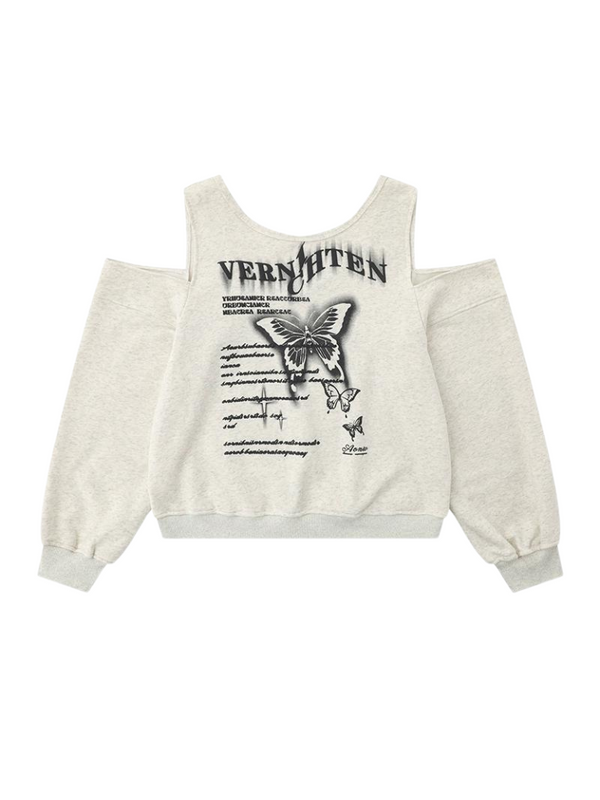 Retro Butterfly Print Off-the-shoulder Trainer