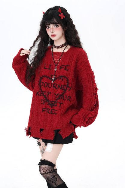 Dark Heart Loose Tops