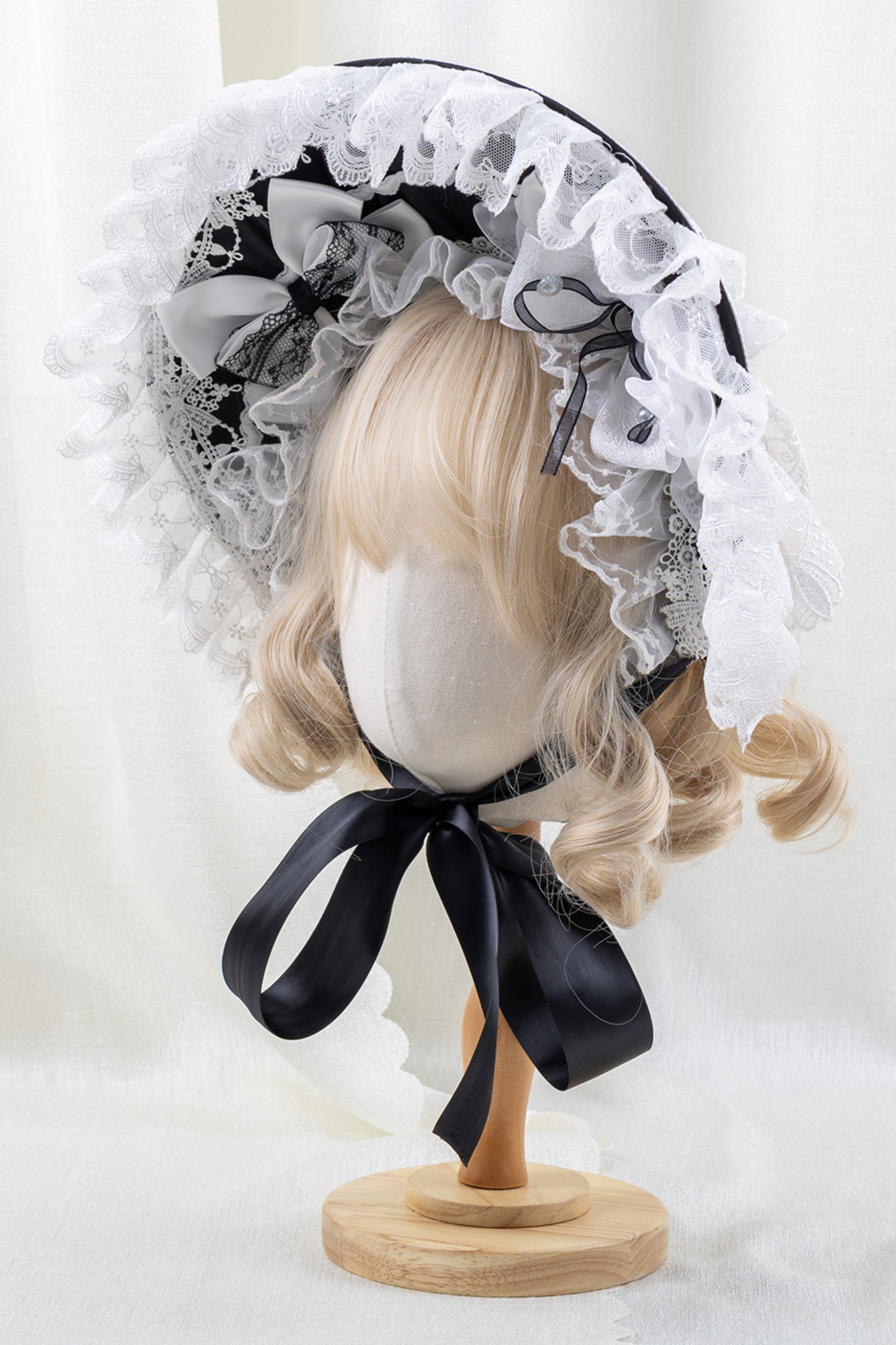 エレガントロリータボンネット+ヘアバンド+リボンクリップ+ハットクリップ+スリーブ