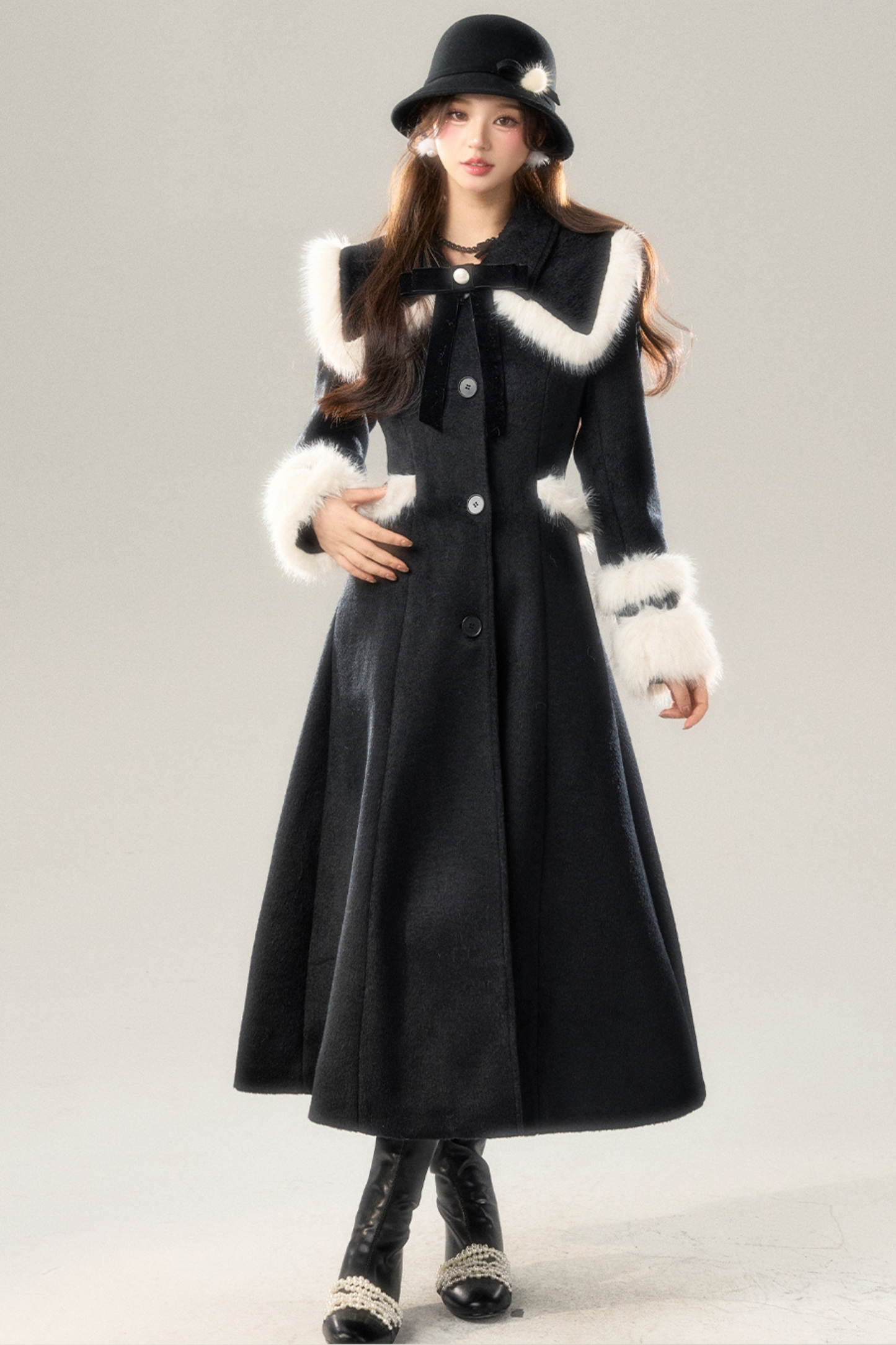 Big Fur Collar Long Coat