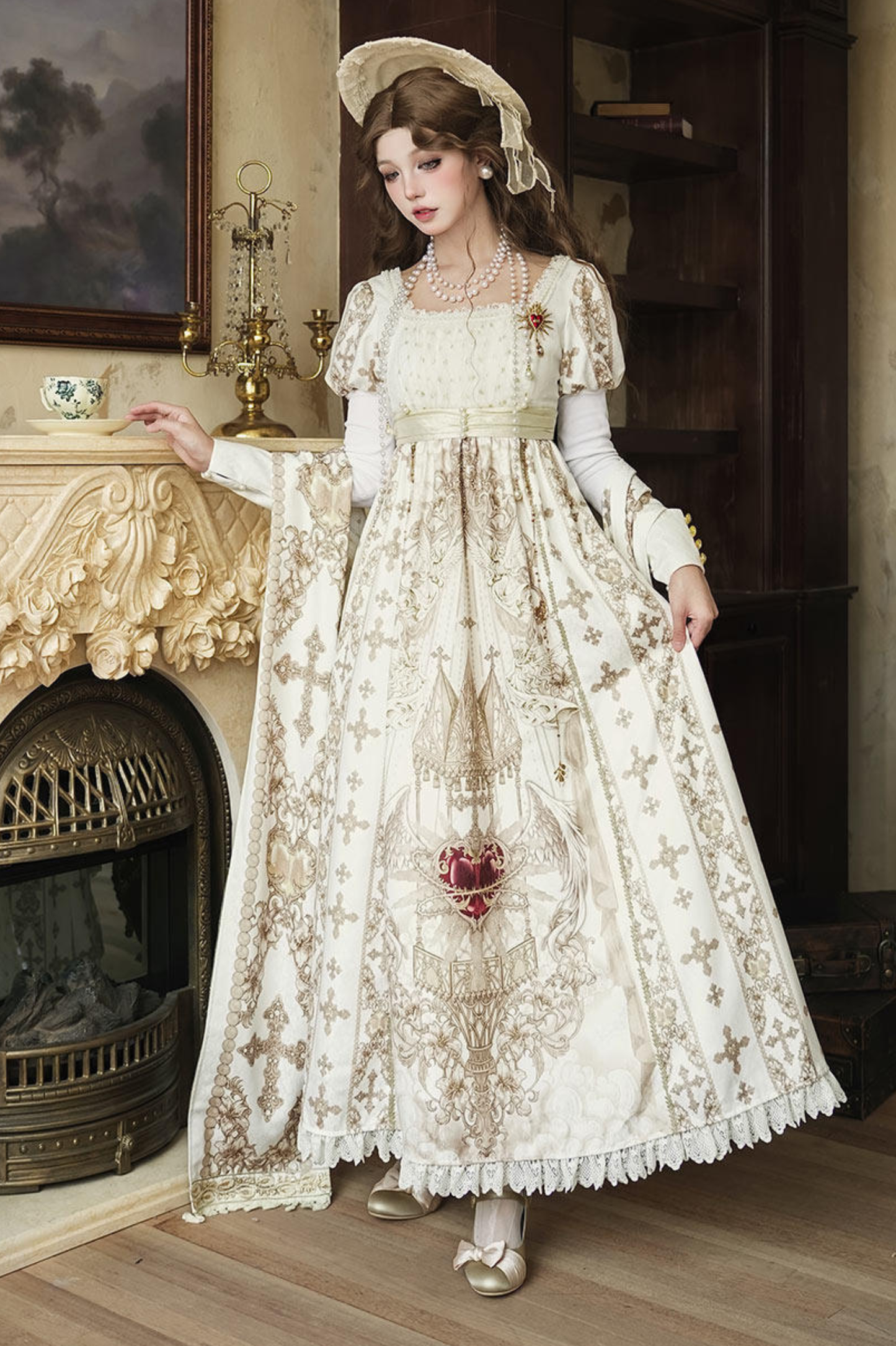 Elegantes Lolita-Kleid + Schal + Halskette