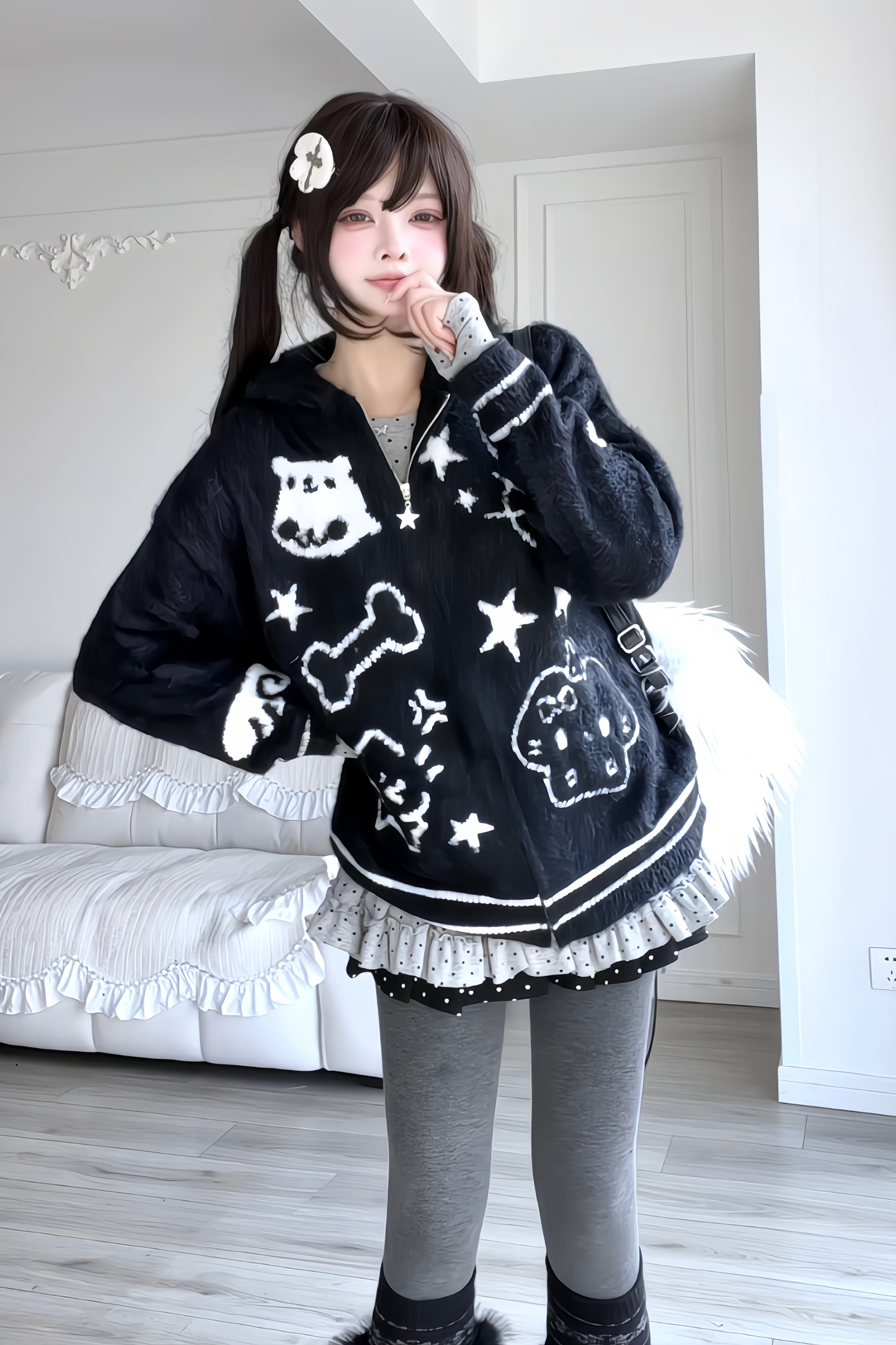 Animal Graffiti Hooded Zip-Up Hoodie