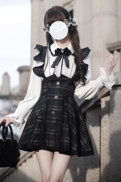 Ruffle Check Short Sass Skirt + Shirt + Ribbon