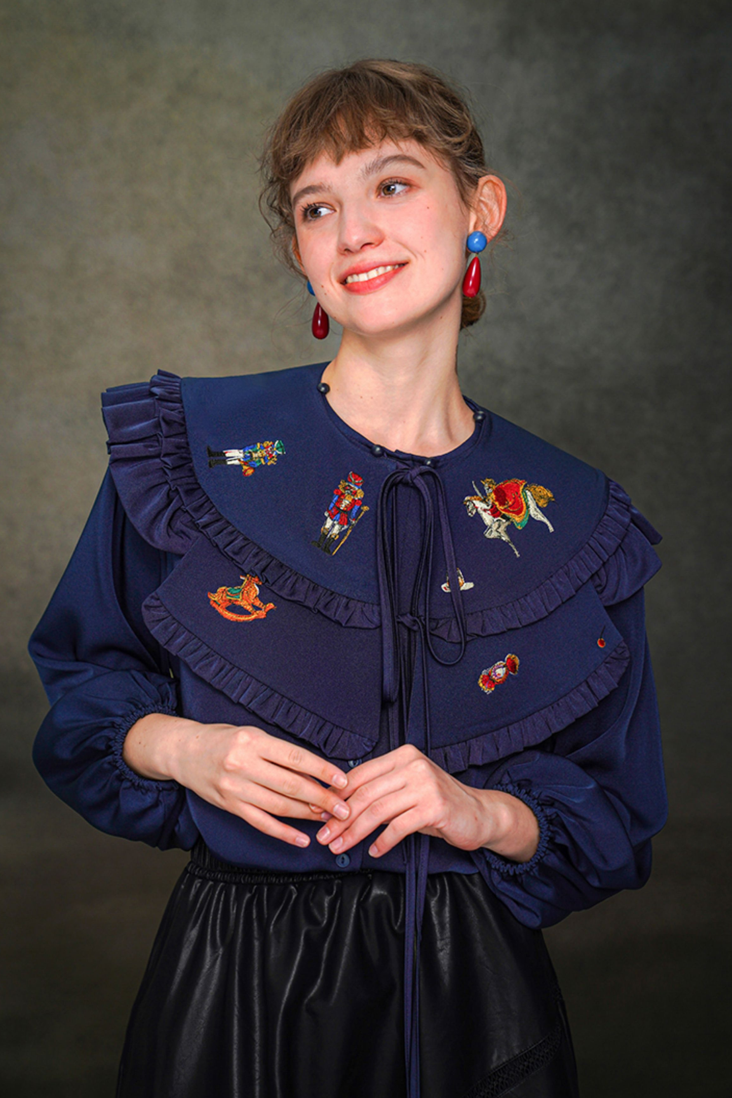 フレンチレトロショールデザインブラウス