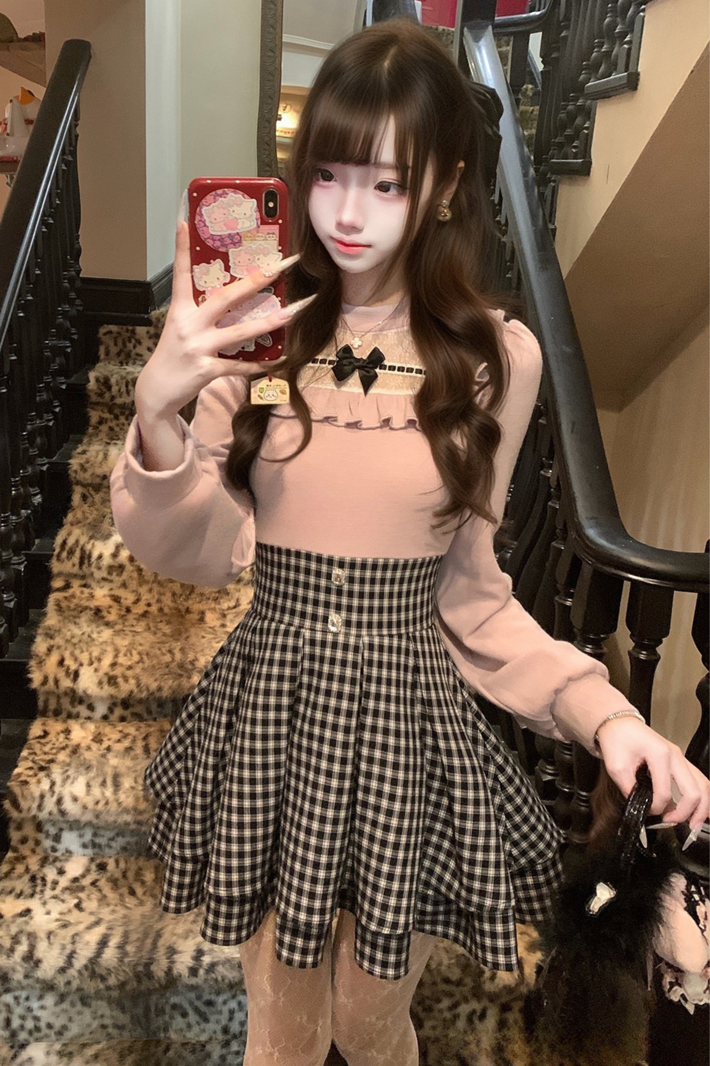 Sweet Graphic Check Dress