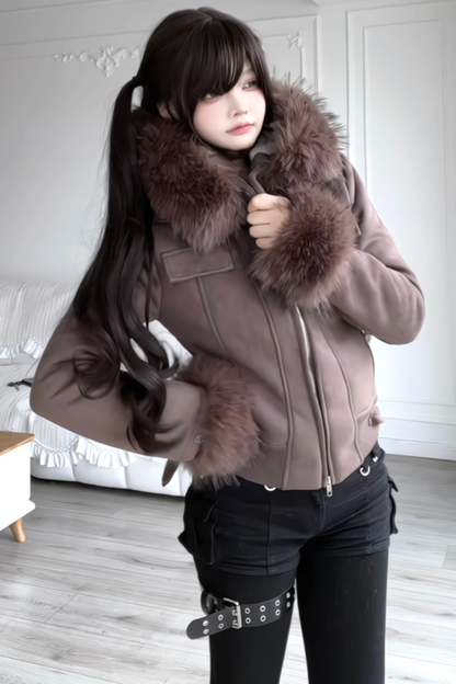 Y2K Fur Hooded Jacket