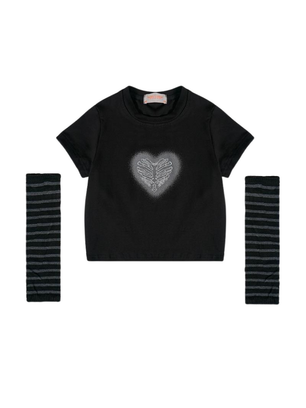 アメリカンラブプリントショート T シャツ＋スリーブ