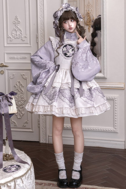 チャイナスタンドカラージャケット+サスペンダードレス+ヘアバンド