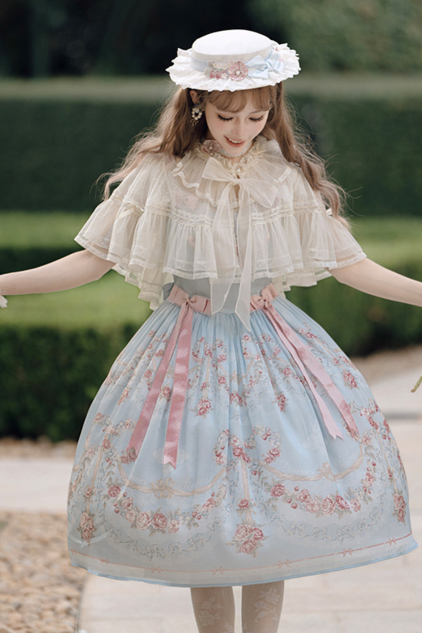 Vilandry Garden Off-Shoulder Dress + Jumper Skirt + Cape