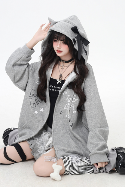 Cat Ear Hood Loose Sweatshirt Hoodie
