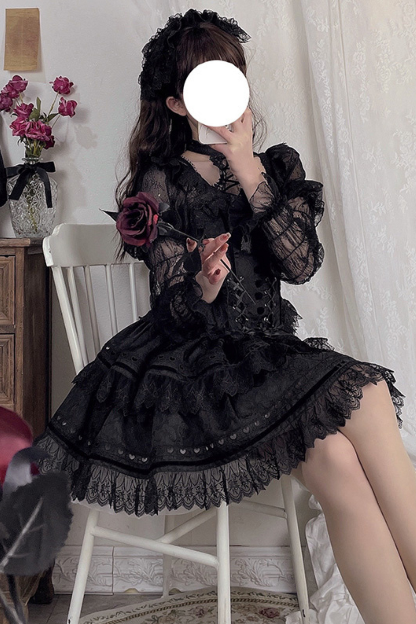 レーススクエアカラーロリータインナートップス