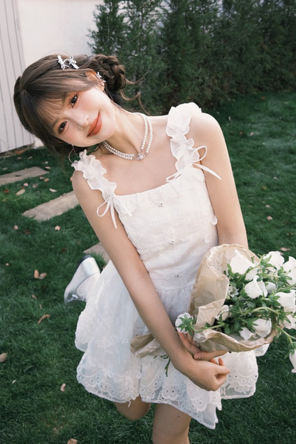 Sweet Style Pure White Girl Puffy Dress