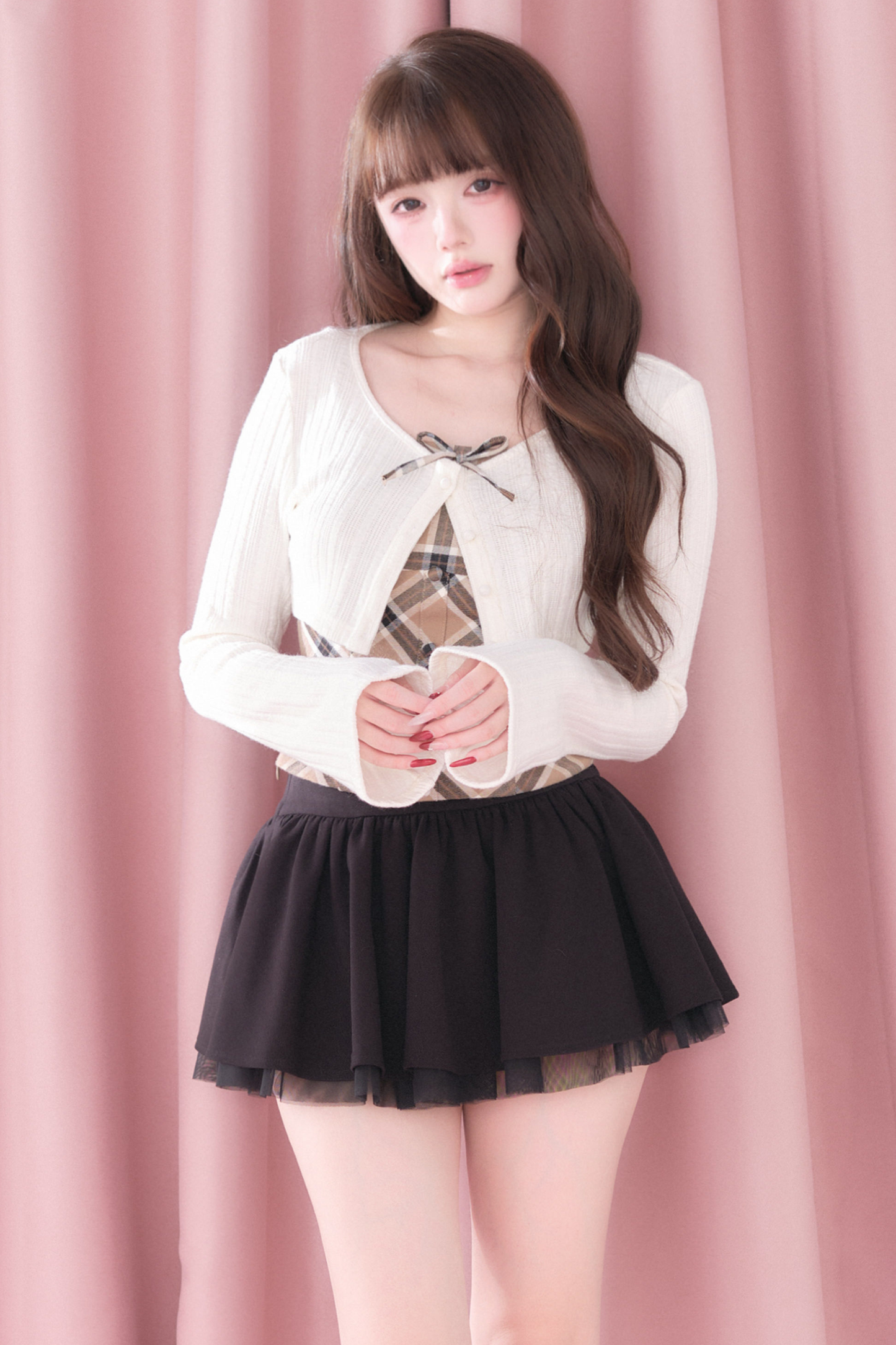 Plaid Camisole + Top + Skirt