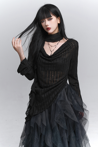 スイングネックカットアウトトップス