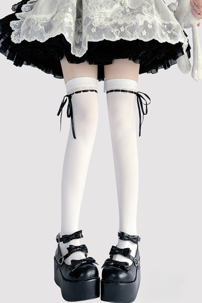 Ribbon Over-Knee Knee-High Socks