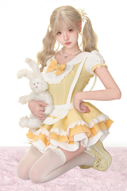 パインカラードールトップス+フリルサスペンダースカート