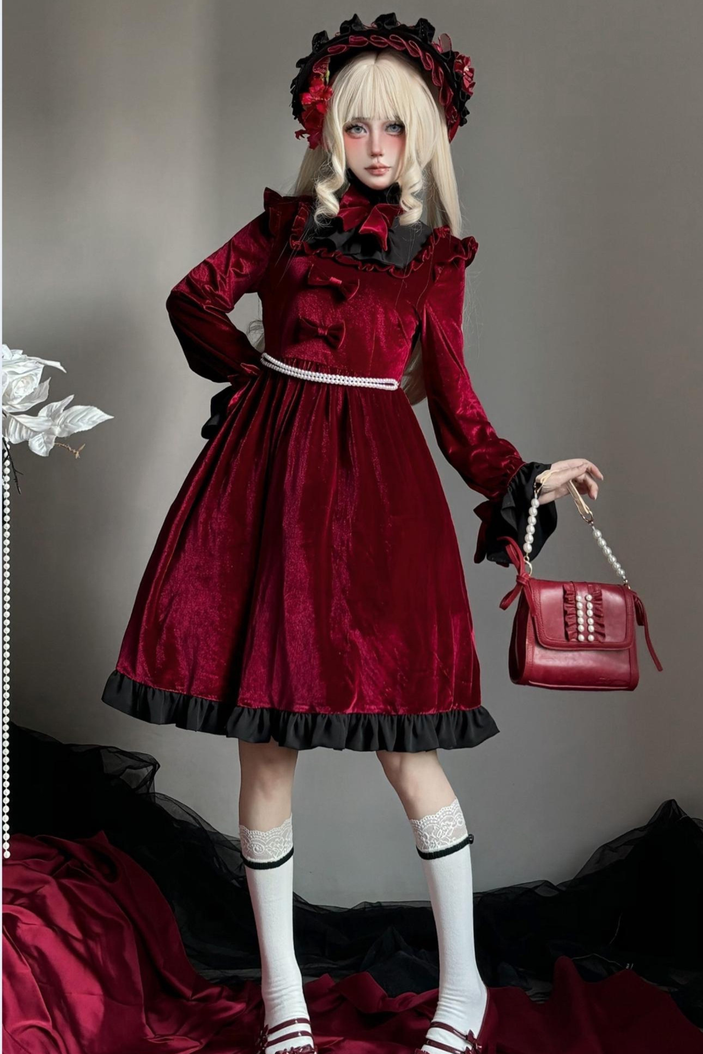 Gothic Dark Doll Dress + Bag