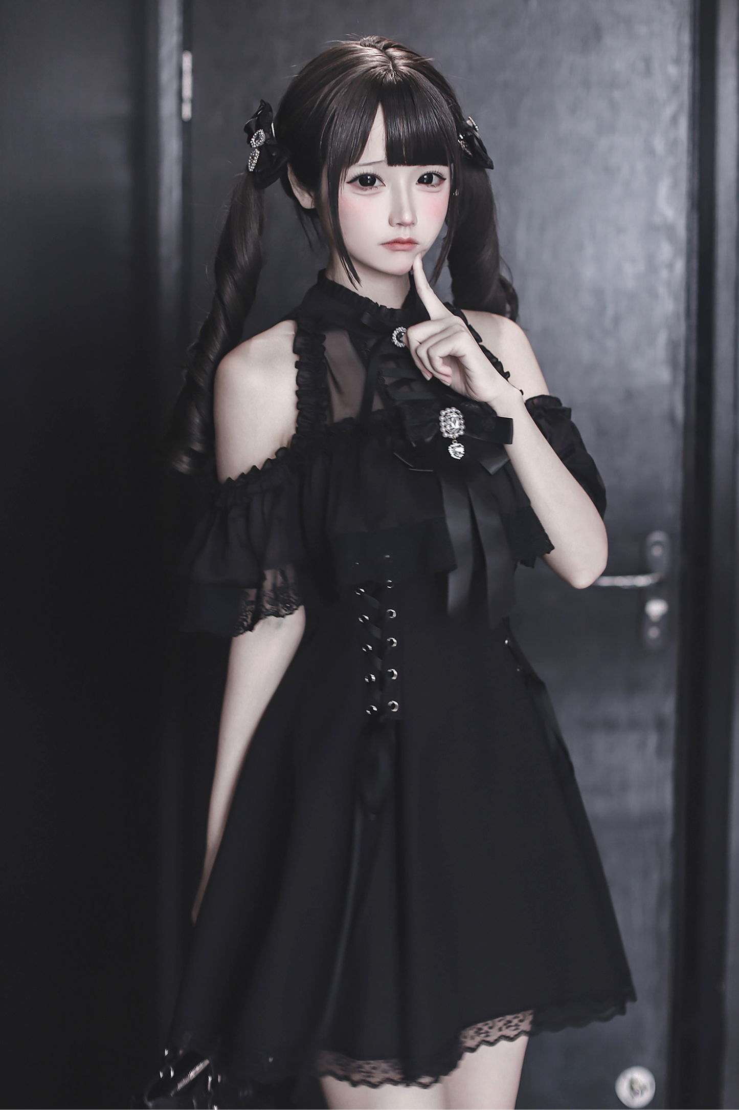 【3月15日予約締切】ダークゴシックシフォンドレス+リボン