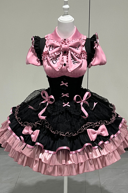 【3月10日予約締切】キャンディハートビートロリータシャツ+ジャンパースカート+ハット+リボン