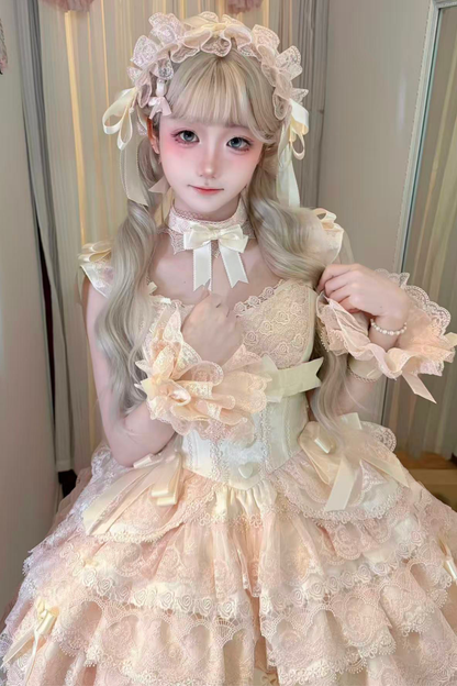 【予約商品】プリンセスバレエケーキロリータドレス+ヘアバンド+ネックレス+スリーブ+テール