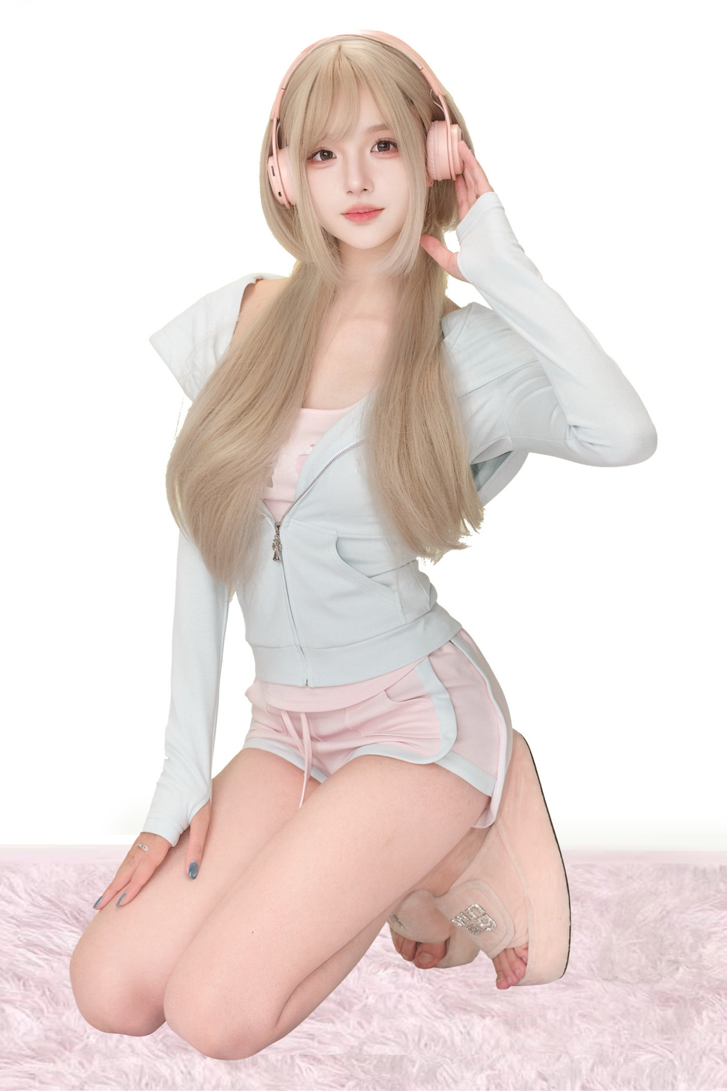 スイートハートミントトップス + サスペンダー + パウダーパンツ