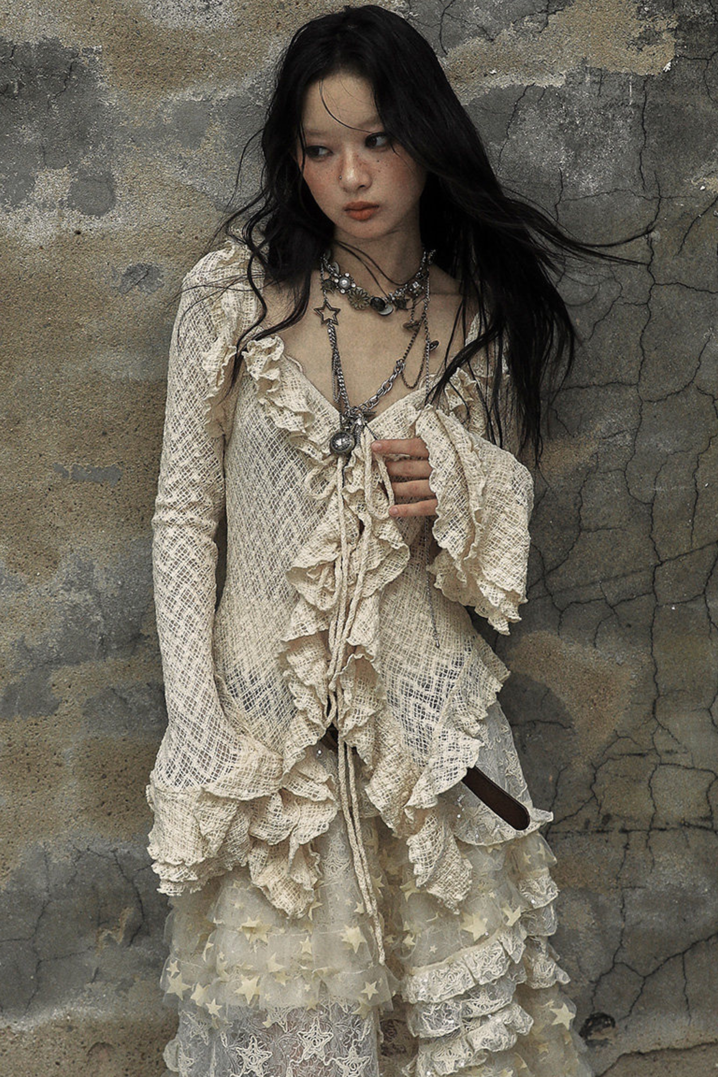 레트로 궁전 레이스 블라우스