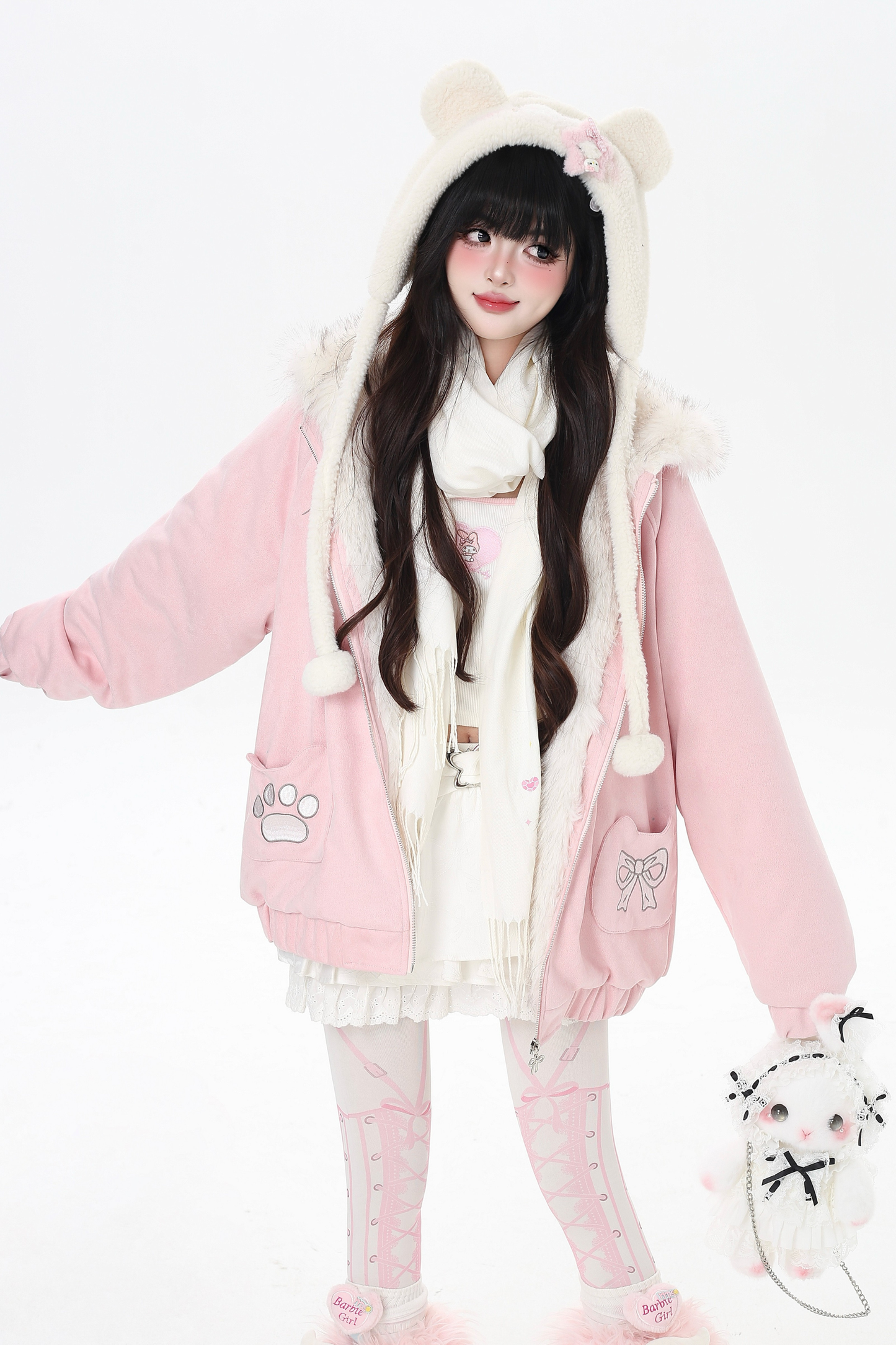 猫耳フードルーズジャケット