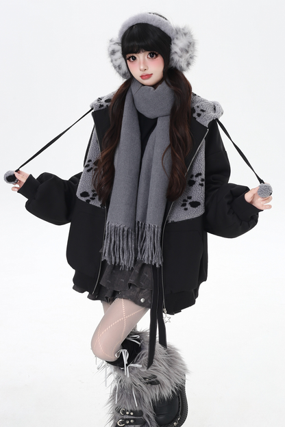Dark Sweet Cat Ear Fleece Loose Jacket