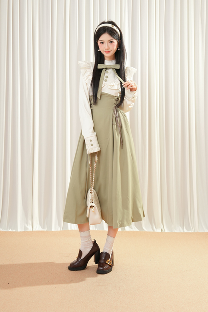 엘레강스 배색 프렌치 레트로 원피스